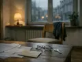 Na drewnianym stole leżą dokumenty, okulary i klucz. Może to symbolizować sprawy spadkowe, w tym zachowek od darowizny.